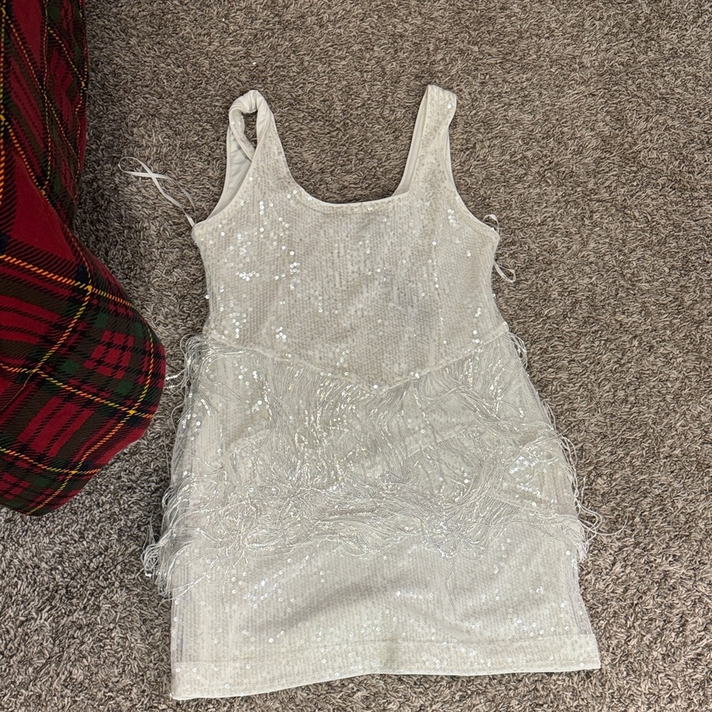 White Sequin Sleeveless Dress